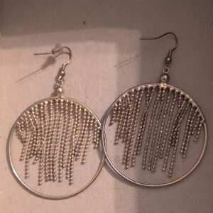 Chic Gold Fringe Hoop Earrings